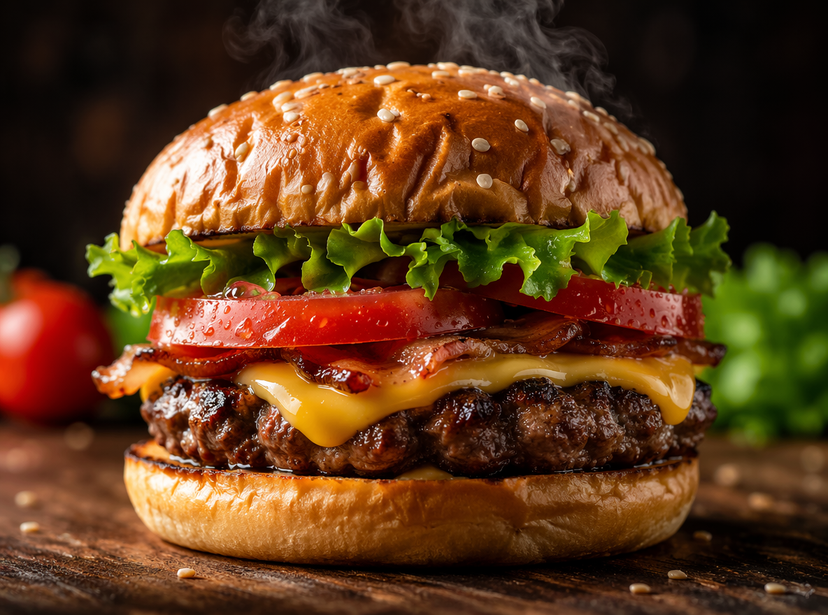 Studio-lit burger food photography